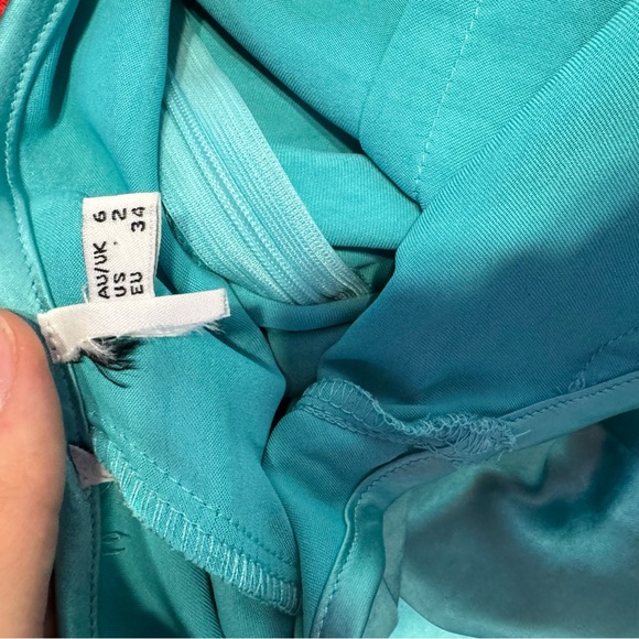 Princess Polly Tierra Satin Halter Mini Dress Aqua Size 2 - Picture 6 of 6